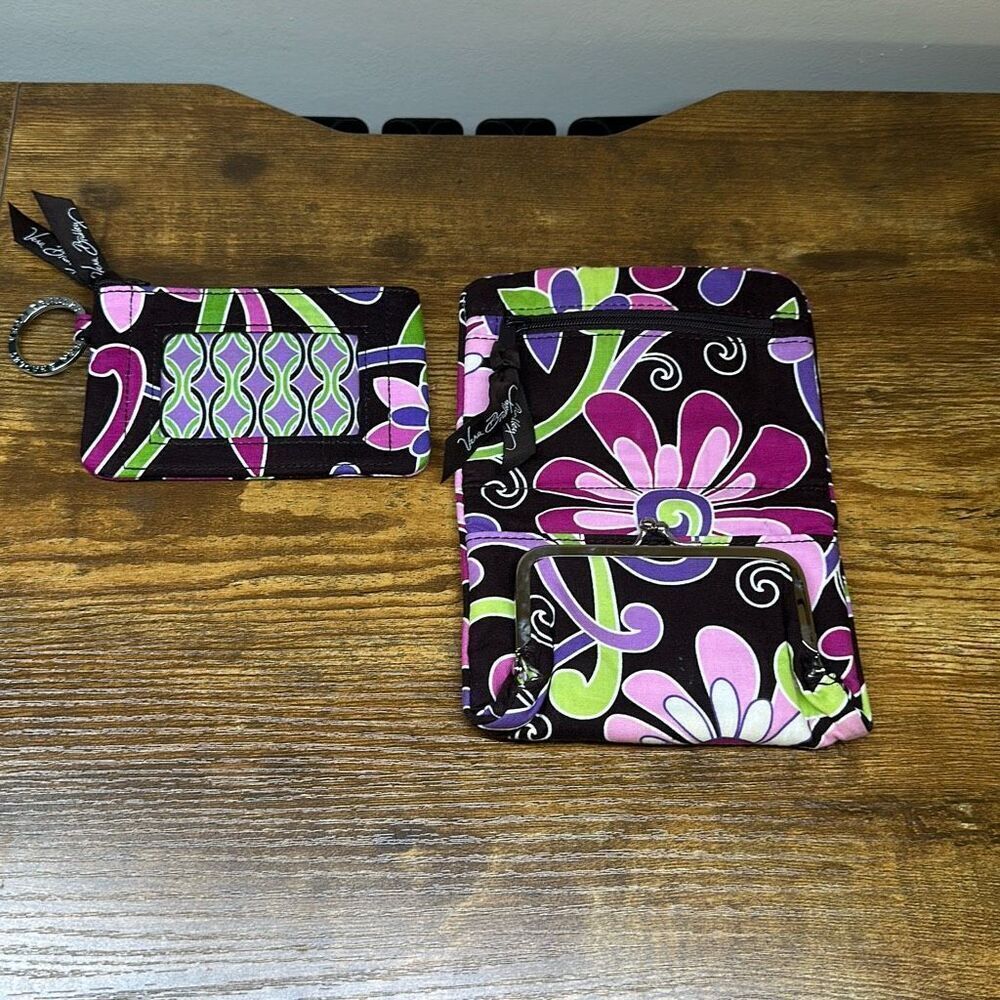Vera‎ Bradley Purple Punch Compact Taxi Wallet and Matching Coin Purse